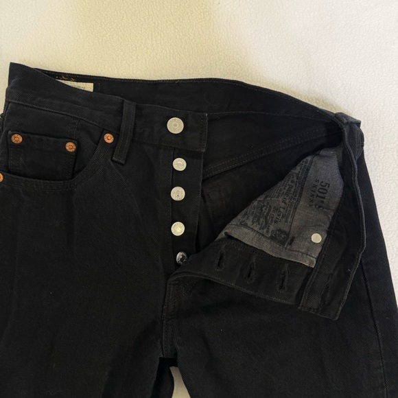 Levi's 501 S Skinny Premium Black 100% Cotton Jeans Size 25 x 28 - Picture 6 of 10